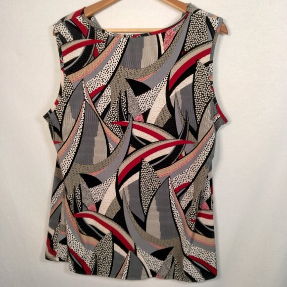 Vintage Y2K Sami & Jo Shirt XL Sleeveless Cowl Neck Abstract Geometric Artsy - Picture 2 of 13